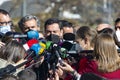 Juan Manuel Moreno, President of the Junta de AndalucÃÂ­a at a press conference, in Spain. Spanish politician of the Popular Party