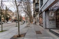 Scenic view of Serrano Street with fashion retail storefronts in Madrid