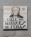 Marquis of Cubas street plaque, Madrid, Spain