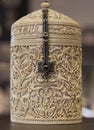 Zamora jar. Antique ivory box made during Arabic Middle Age rule in Spain