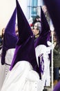 The traditional profession of religious Catholic orders during the Holy Week of the course of sinners along the streets of Madrid.