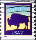 American buffalo bison in usa stamp