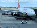 Airplane IBERIA at the gate at Madrid international airport