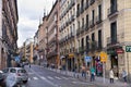 MADRID, SPAIN - MAY 28, 2014: Calle Mayor, Old Madrid city centre, busy street with people and traffic