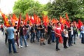 Demonstration of Communist Party of Spain and trade unions in central Madrid, Spain
