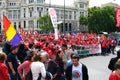 Demonstration of Communist Party of Spain and trade unions in central Madrid, Spain