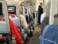 IBERIA Aircraft interior. Airplane interior - people sitting on seats