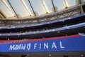 Madrid, Spain - 01 MAY 2019: The inscription at the Stadium (Madris 19 Final) before the UEFA Champions League 2019 final match at Royalty Free Stock Photo