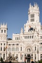 Madrid,Spain-May 27,2015:Plaza de la Cibeles Cybele`s Square - Central Post Office Palacio de Comunicaciones Royalty Free Stock Photo