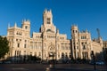 Madrid,Spain-May 27,2015:Plaza de la Cibeles Cybele`s Square - Central Post Office Palacio de Comunicaciones Royalty Free Stock Photo