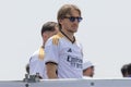 Madrid, Spain - May 12, 2024: Real Madrid football team celebrates its 36th league title in the Plaza de Cibeles.