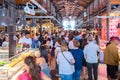 San Miguel Market located in Plaza de San Miguel in center of Los Asturias Madrid full with local people tourists