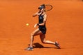 Madrid, Spain- May 1, 2023: Tennis match between Jessica Peluga and Veronika Kudermetova at the Mutua Madrid Open in Madrid