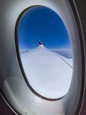 Madrid, Spain May 31, 2023: Vertical photograph of the wing of an Airbus A350-900 of the Spanish airline Iberia.