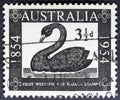 Black Swan in vintage australian stamp Royalty Free Stock Photo