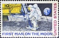 Neil Armstrong`s first step on the moon, the first man on the moon Royalty Free Stock Photo