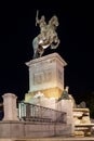 The Monument to Felipe IV by Pietro Tacca on Plaza de Oriente, night view, Madrid, Spain Royalty Free Stock Photo