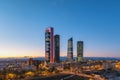 Madrid Spain night city skyline at financial district Royalty Free Stock Photo