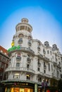 Madrid, Spain Nov 18, 2023, The Edificio Grassy, a building in Gran Via street and a landmark of Madrid.