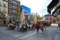 Madrid , Spain Nov 18, 2023, People dine out on the terrace central Madrid Royalty Free Stock Photo