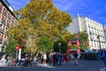 Madrid , Spain Nov 18, 2023, People dine out on the terrace central Madrid Royalty Free Stock Photo