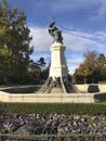 Madrid, Spain - November 10, 2017: Fallen angel statue placed on a fountain. Royalty Free Stock Photo