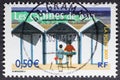 The bath houses in vintage french stamp Royalty Free Stock Photo