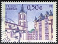 Tulle Correze in vintage french stamp Royalty Free Stock Photo