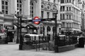 Subway entrance in Piccadilly circus square in London