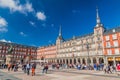 MADRID, SPAIN - OCTOBER 21, 2017: Buildings at Plaza Mayor square in Madri Royalty Free Stock Photo