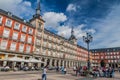 MADRID, SPAIN - OCTOBER 22, 2017: Buildings at Plaza Mayor square in Madri Royalty Free Stock Photo
