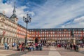 MADRID, SPAIN - OCTOBER 22, 2017: Buildings at Plaza Mayor square in Madri Royalty Free Stock Photo