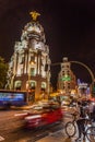 MADRID, SPAIN - OCTOBER 21, 2017: Metropolis building at Calle Gran Via street in Madri Royalty Free Stock Photo