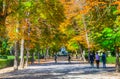 MADRID, SPAIN, OCTOBER 6, 2017: People are strolling through Parque del Buen Retiro in Madrid, Spain