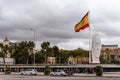 Square of Colon in Central Madrid a cloudy day of Autumn