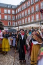 MADRID, SPAIN - October 23, 2022: The traditional Transhumance festival celebrated in the streets of Madrid. Plaza Mayor of Madrid