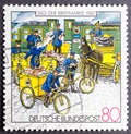 Postmen loading-mail at the station