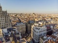 Madrid, Spain. Panorama of the central part of the city, taken from the top point in the evening.