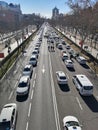 Taxi drivers strike in Madrid, Spain, occupying the city center on Paseo de la Castellana