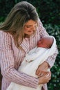 Madrid, Spain- Queen Letizia with the newborn Infanta DoÃ±a Sofia.