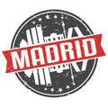 Madrid Spain Round Travel Stamp Icon Skyline City Design. Badge illustration Seal Art. Royalty Free Stock Photo