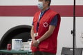 Red Cross volunteer in Madrid