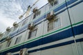 Barracks set up in the renovation works area of the Santiago Bernabeu stadium in Madrid, Spain Royalty Free Stock Photo