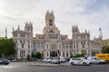 Madrid City Hall building next to the Cibeles statue on Paseo del Prado street and Alcala street, in Spain. Europe.