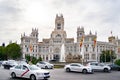 Madrid City Hall building next to the Cibeles statue on Paseo del Prado street and Alcala street, in Spain. Europe.