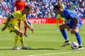 Madrid, Spain September 30, 2023: League match between Getafe F. C and Villareal. Football players. Royalty Free Stock Photo