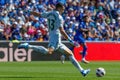 Madrid, Spain September 30, 2023: League match between Getafe F. C and Villareal. Football players. Royalty Free Stock Photo