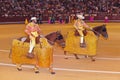 MADRID, SPAIN - SEPTEMBER 18: Matador and bull in bullfight on S