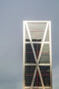 One of the inclined buildings of The Gate of Europe towers KIO Towers, twin office buildings in Madrid, Spain Royalty Free Stock Photo