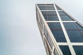 One of the inclined buildings of The Gate of Europe towers KIO Towers, twin office buildings in Madrid, Spain Royalty Free Stock Photo